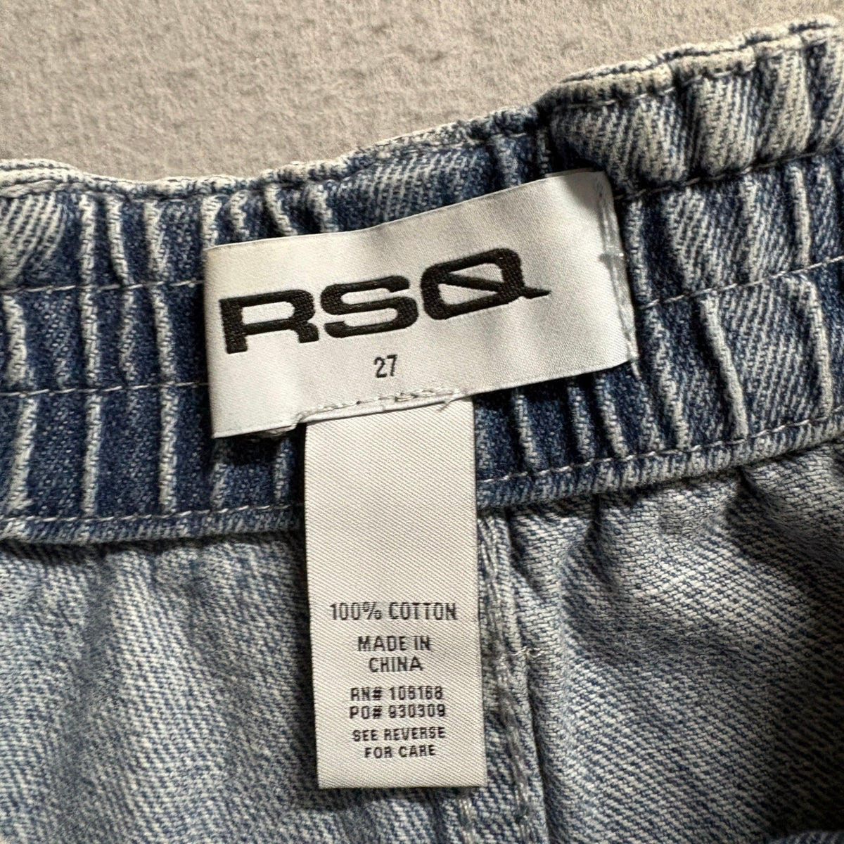 RSQ Cargo Jeans Womens 27 Light Wash Denim High Rise Elastic Waist Utility Pants