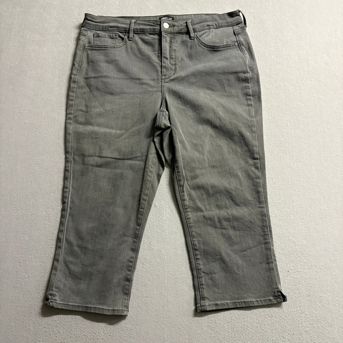 NYDJ Curves 360 Womens Crop Jeans Size 12 Gray Denim Stretch Capri Pants
