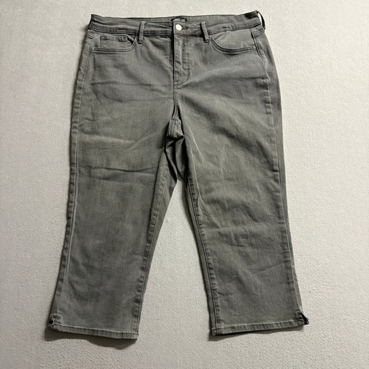 NYDJ Curves 360 Womens Crop Jeans Size 12 Gray Denim Stretch Capri Pants