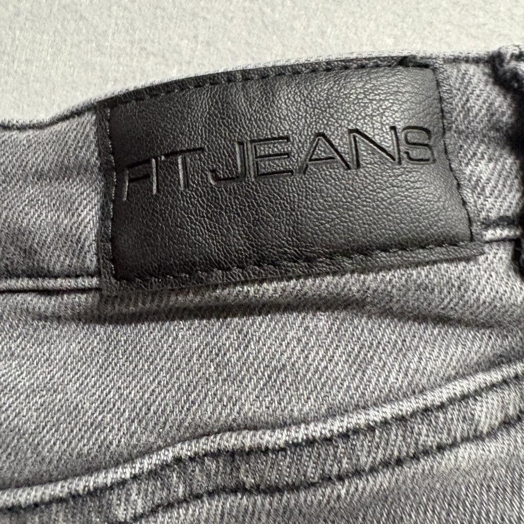 Fitjeans Womens Gray Wide Leg Jeans Size S Raw Hem High Rise Stretch Denim