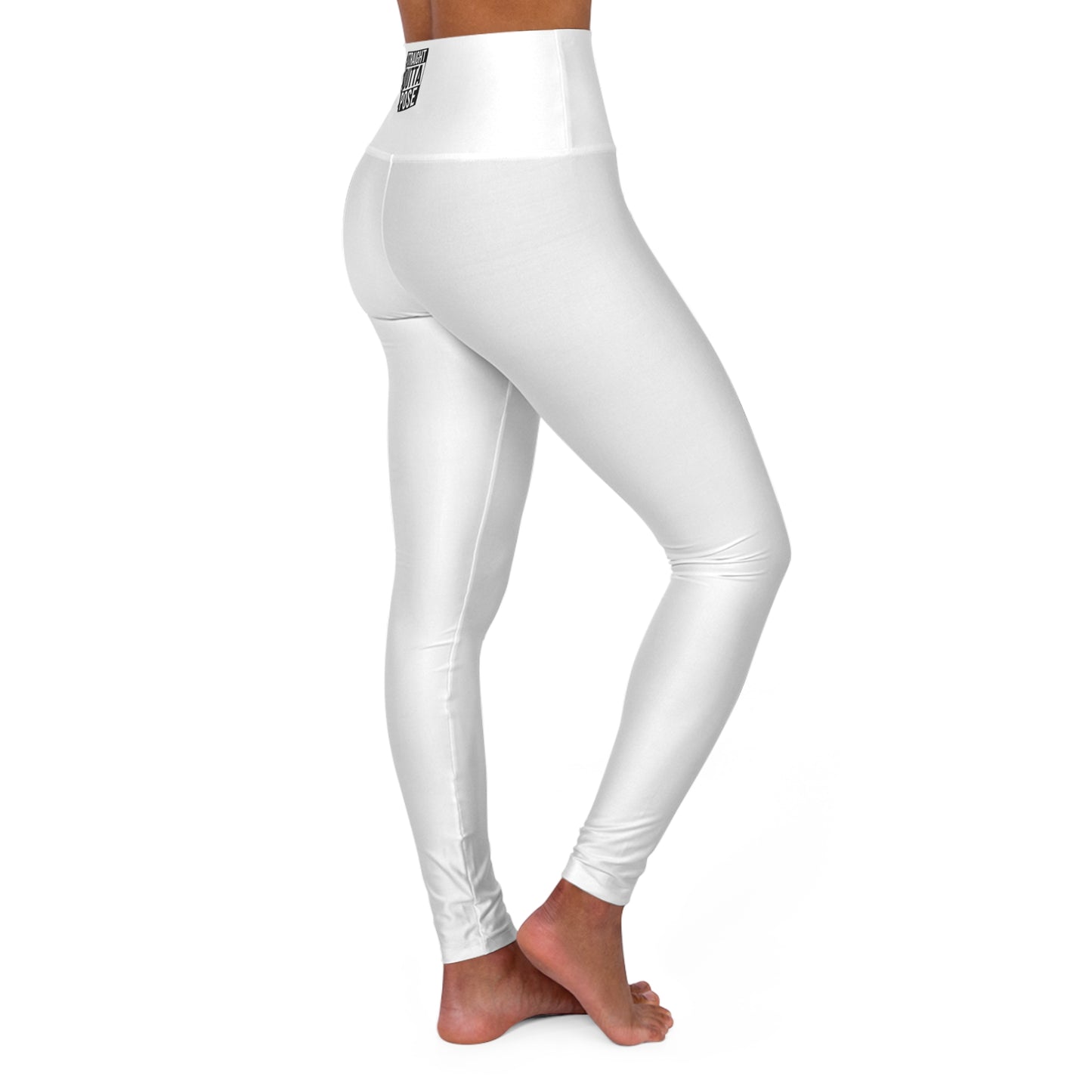 Straight Outta Pose White High Waisted Yoga Leggings (AOP)