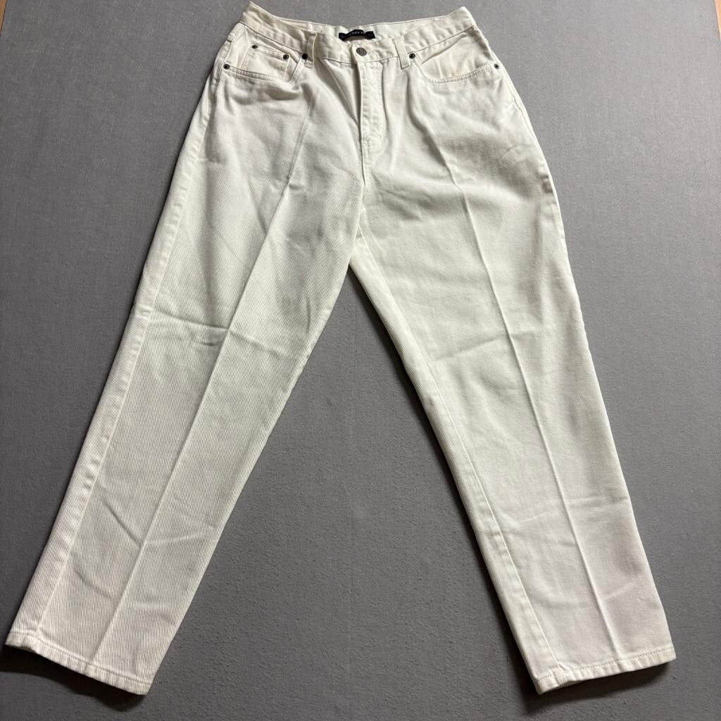Bill Blass Jeans Womens 12P White Denim High Rise Straight Leg Easy Fit Vintage