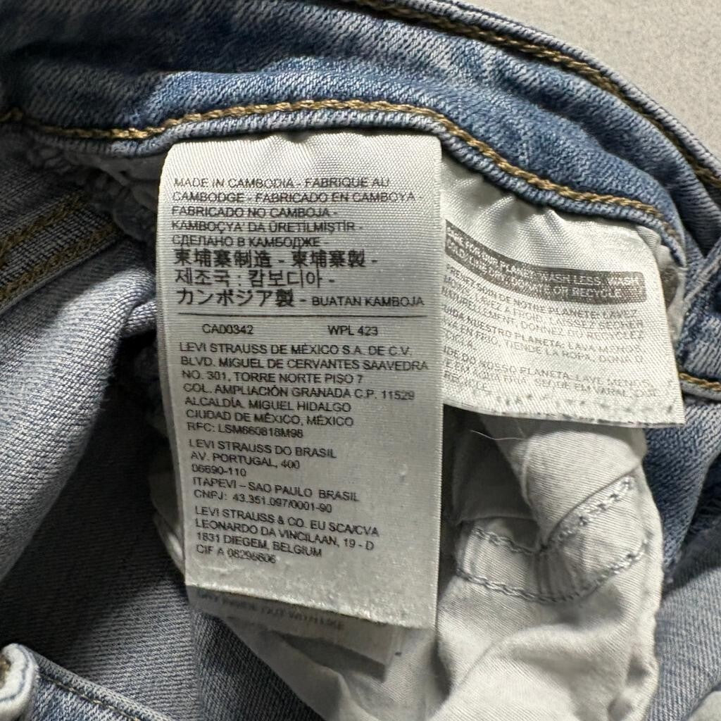 Levis 721 High Rise Skinny Jeans Womens 27 Medium Wash Blue Denim Frayed Hem