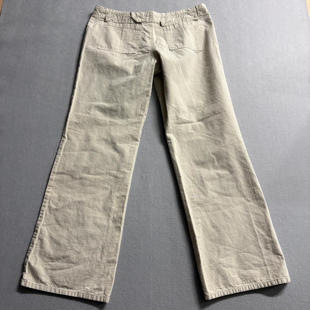 Forever 21 Womens Pants Large Beige Cotton Drawstring Wide Leg Utility Cargo Y2K