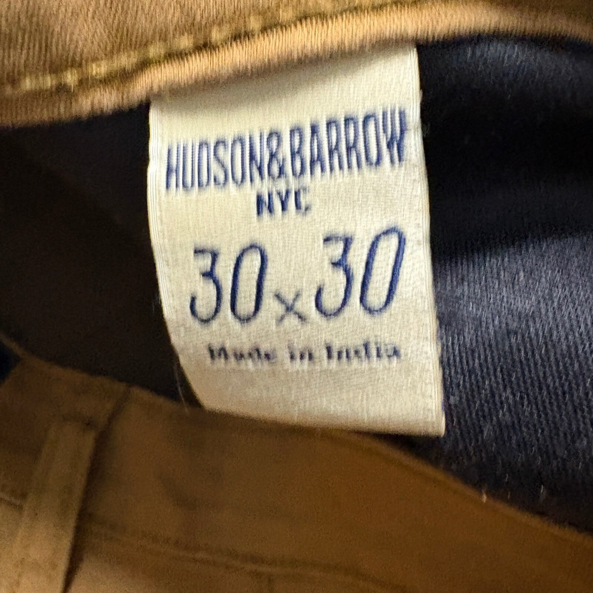 Hudson and Barrow NYC Mens Slim Stretch Pants 30x30 Brown Chino 5-Pocket