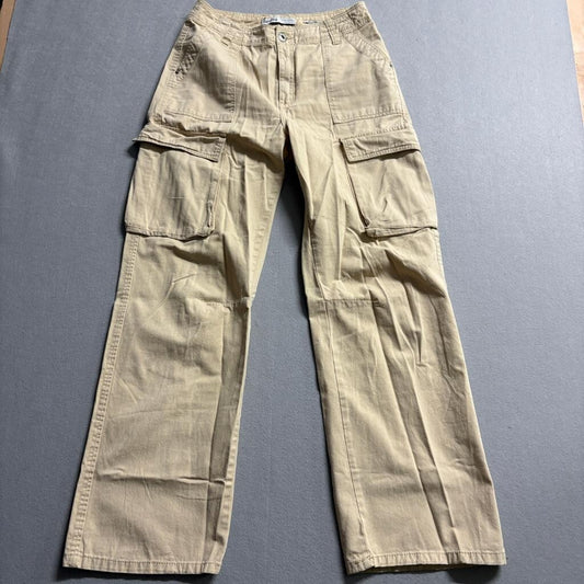 Bershka Cargo Pants Womens Size 6 Beige Medium Rise Straight Leg Utility Y2K