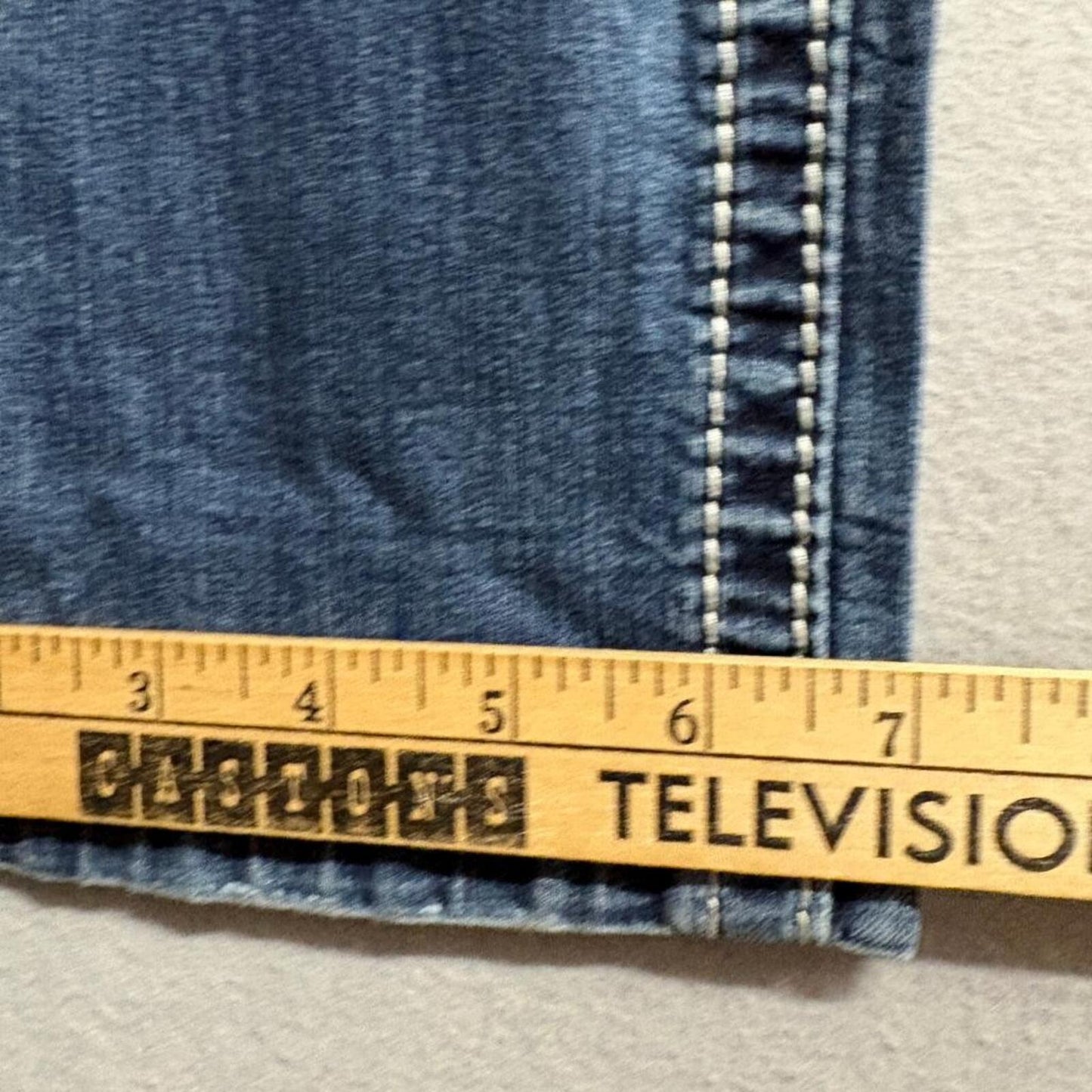 Miss Me Mid Rise Easy Cropped Jeans Womens 29 Blue Denim Embellished Rhinestone