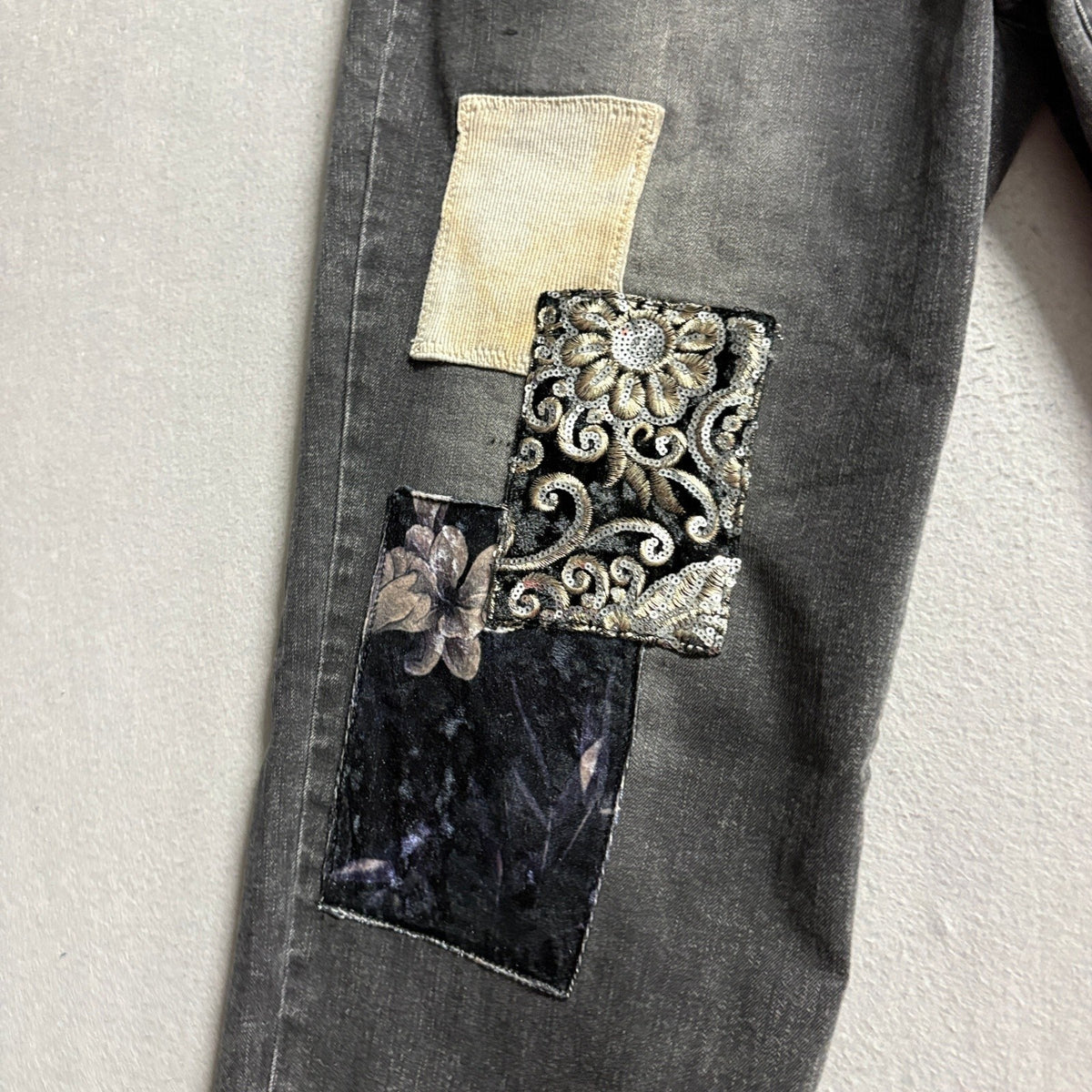 LOGO Lori Goldstein Limited Edition Boyfriend Jeans Womens 16T Gray Patchwork