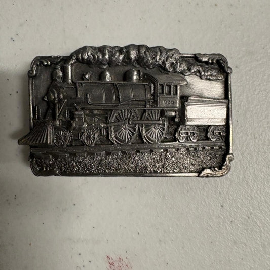 Vintage 1986 Siskiyou Steam Locomotive Train Belt Buckle Pewter Made in USA H-40