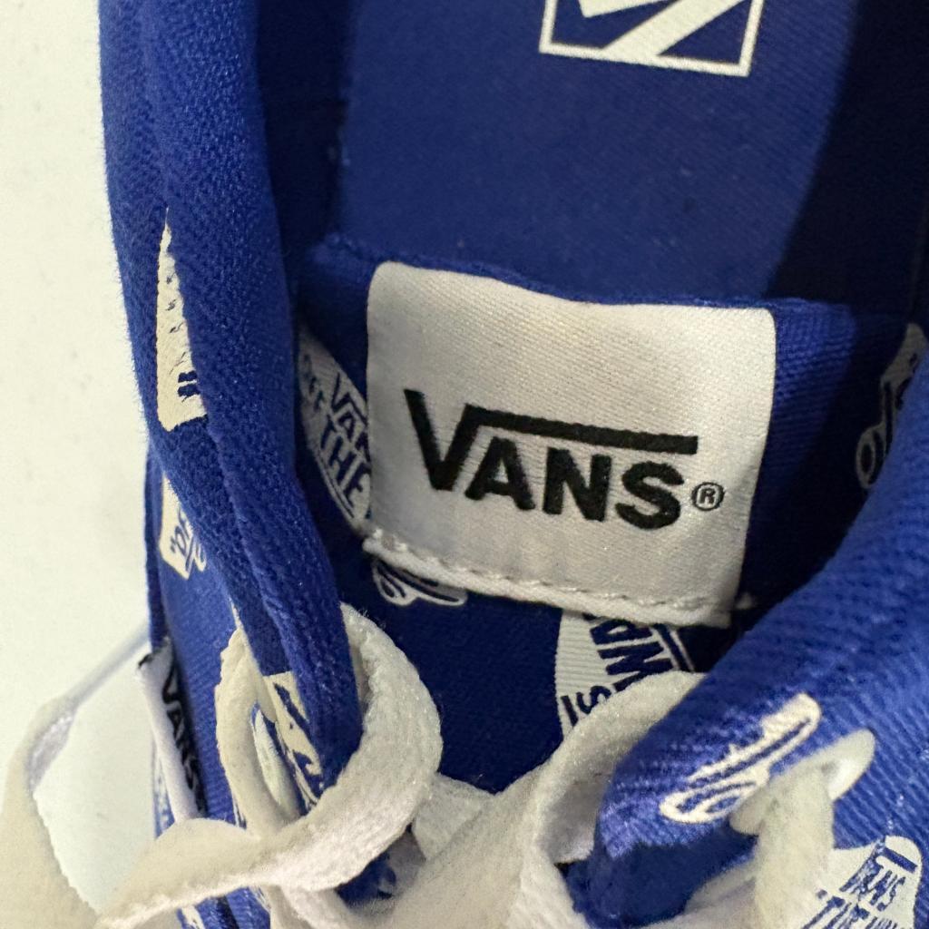 Vans Authentic Off The Wall Logo Print Blue Canvas Sneakers Mens Size 10