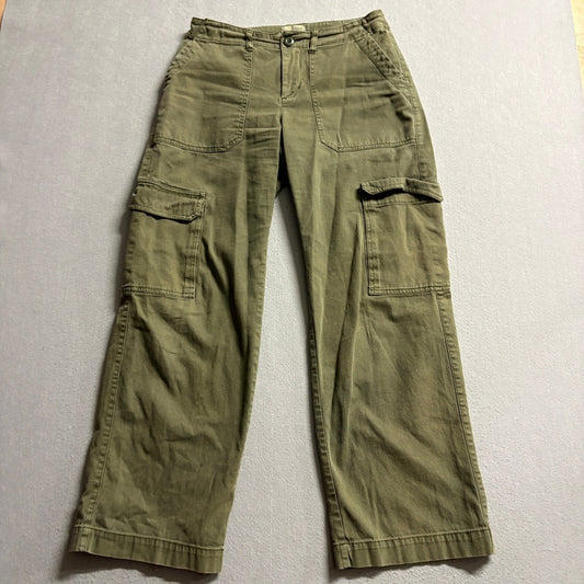 Universal Thread Womens Size 6 Olive Green Cargo Pants Wide Leg Cotton Casual