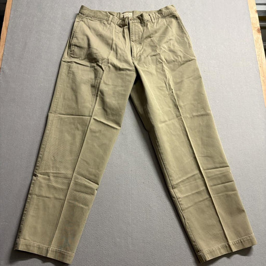 Merona Chino Pants Mens 38x32 Khaki Beige 100% Cotton Flat Front Casual Trousers