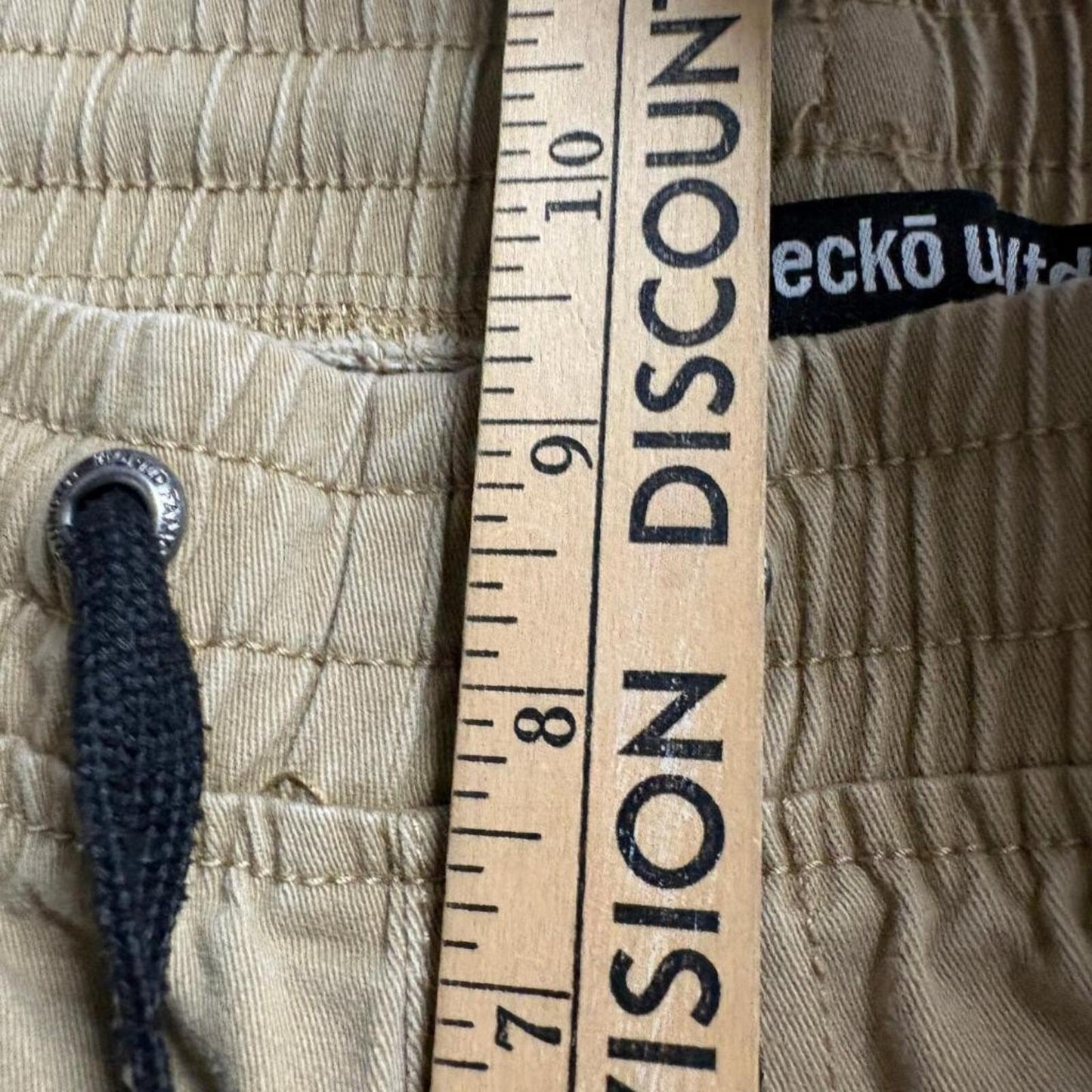 Ecko Unltd Jogger Pants Womens Medium Khaki Tan Raw Hem Elastic Waist Stretch