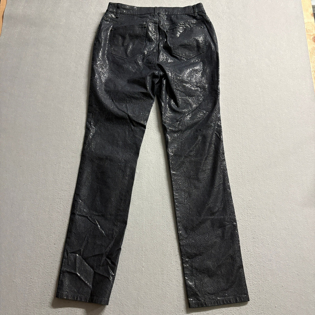 Lafayette 148 New York Snakeskin Print Pants Womens Size 6 Metallic Black