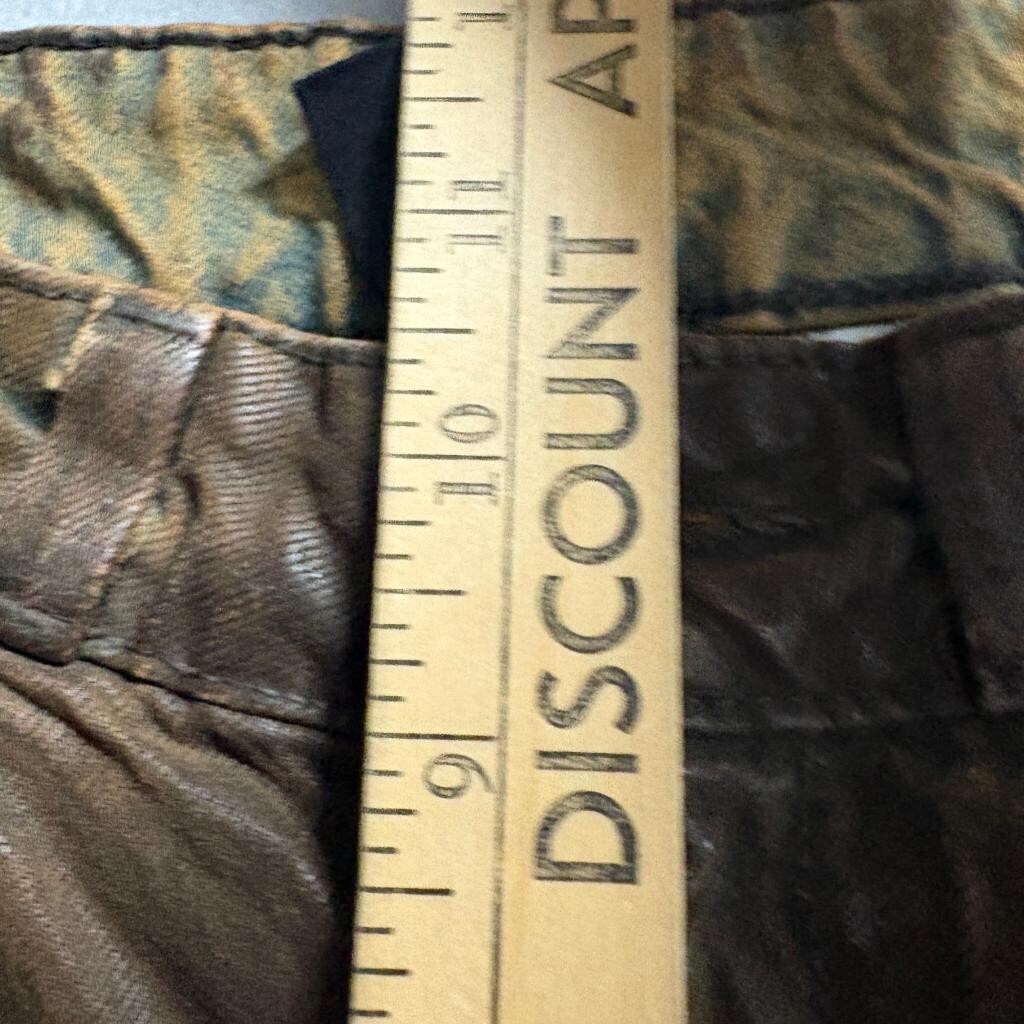 H&M Divided Coated Brown Denim Jeans Womens Size 2 Wide Leg High Rise Waxed Look