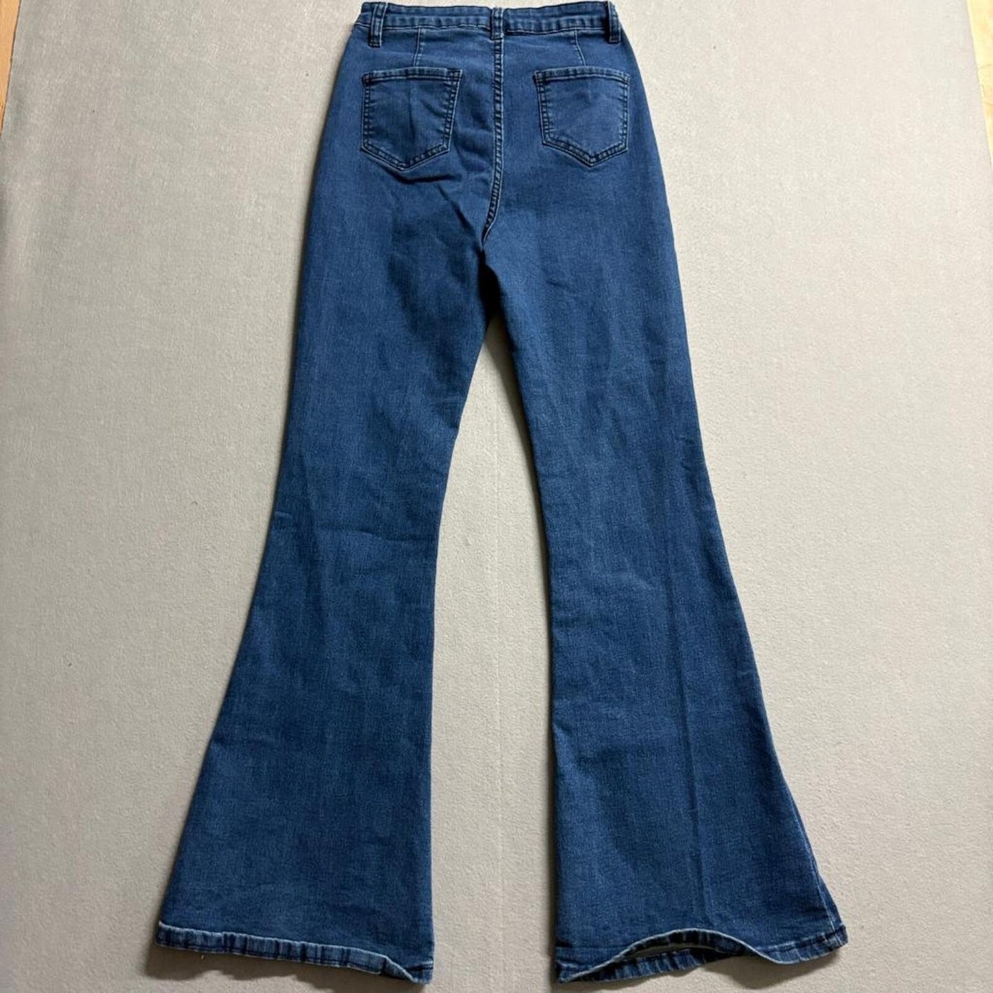 SHEIN High Waisted Flare Jeans Womens Size 4 Blue Denim Bell Bottom Stretch