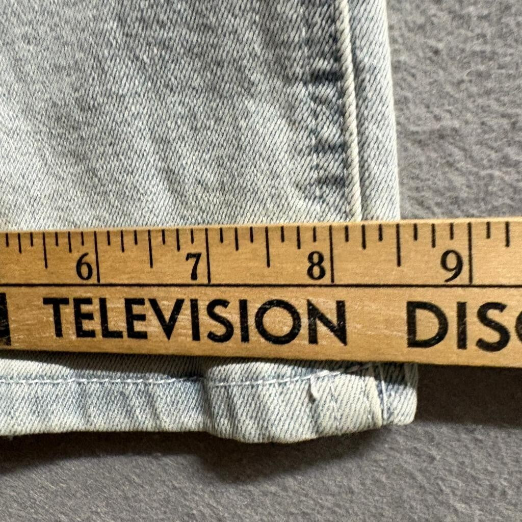 Encrypted Distressed Jeans Mens 34 Light Wash Ripped Graphic Patch Denim
