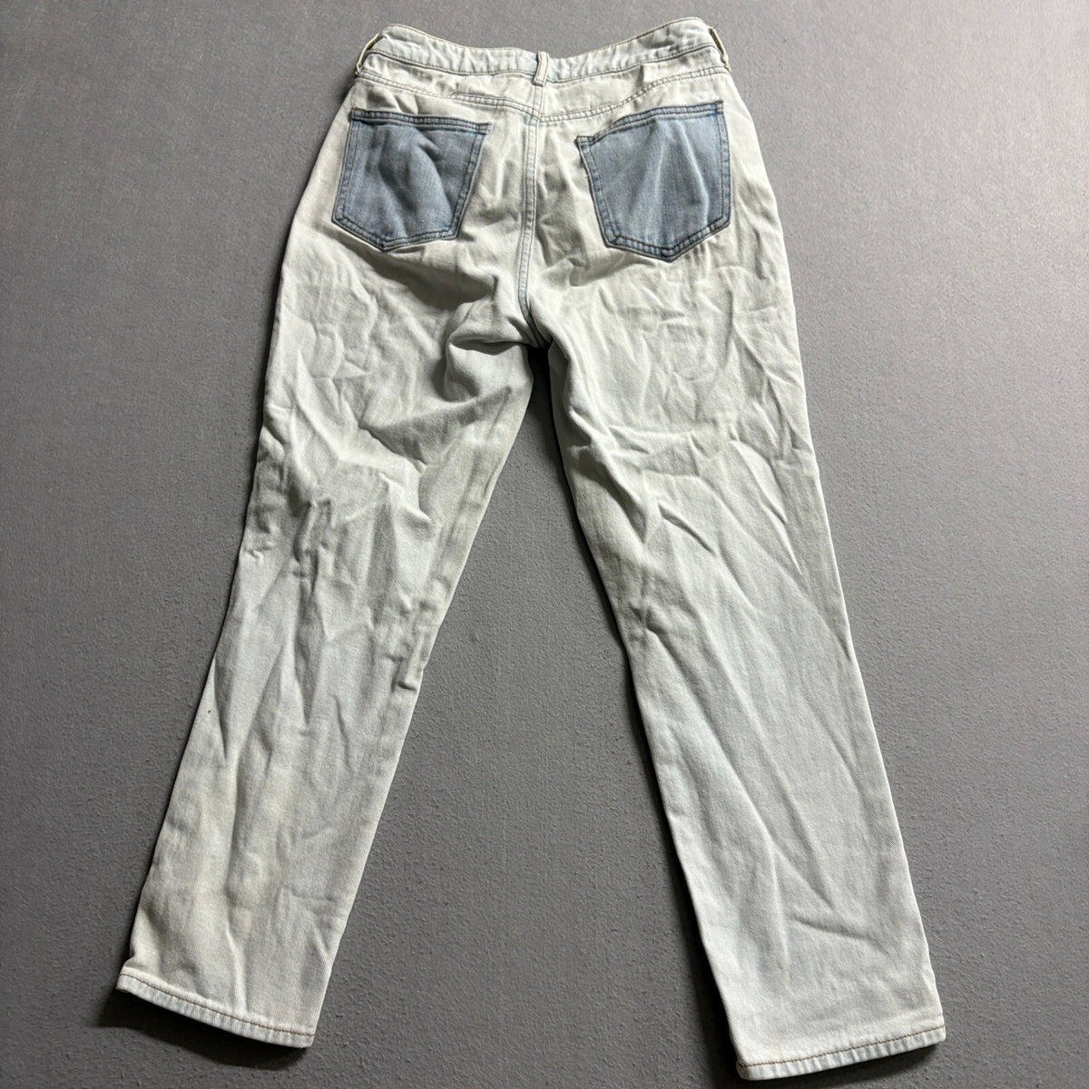 PacSun Womens Two Tone Patchwork Mom Jeans Blue High Rise Straight Leg Size 26