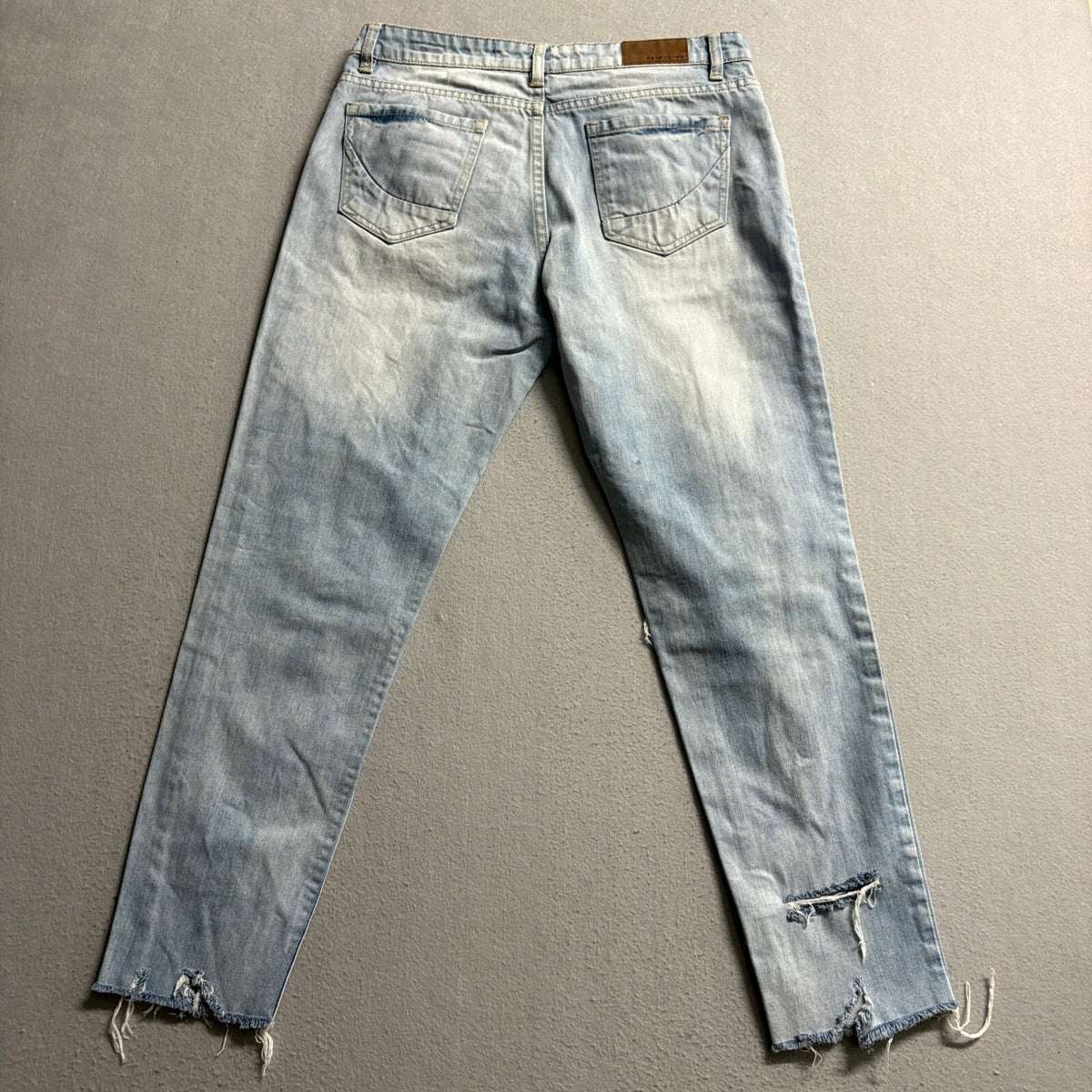 Penshoppe Denimlab Fluid Jeans Womens Small Light Wash Distressed Raw Hem Cotton