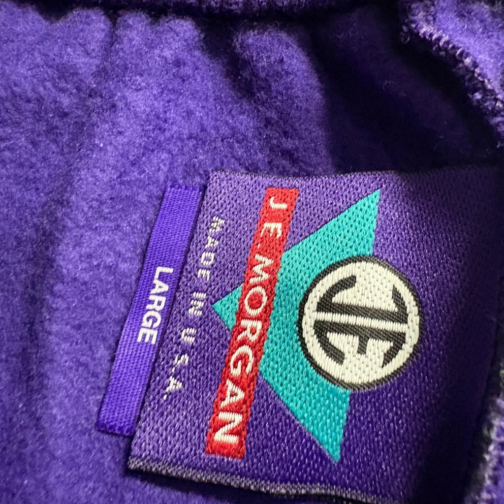 Vintage JE Morgan Sweat Shorts Womens Large Purple Fleece Drawstring Made in USA