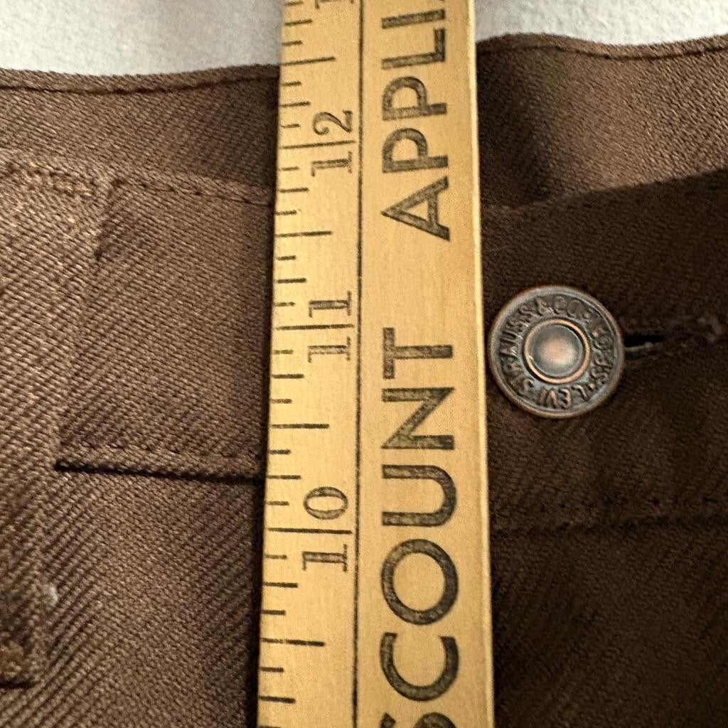 Vintage Levis Sta Prest Pants Mens 31x30 Brown Polyester Hop Sack Flare 1970s