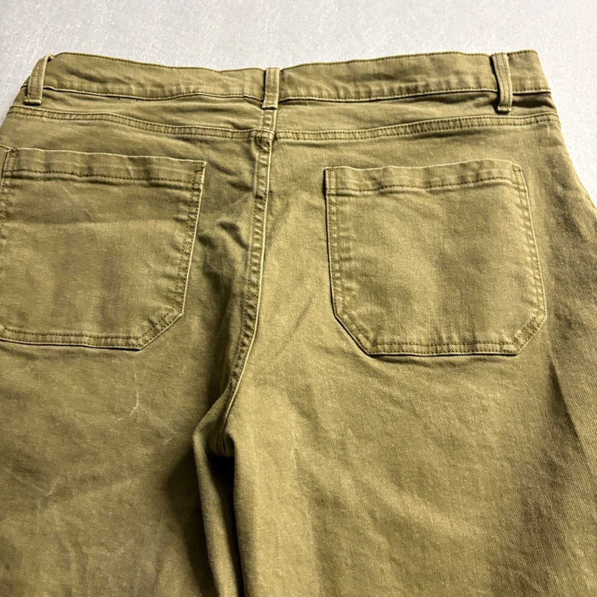 Time and Tru Womens Wide Leg Pants Size 18 Olive Green Cotton Stretch Crop