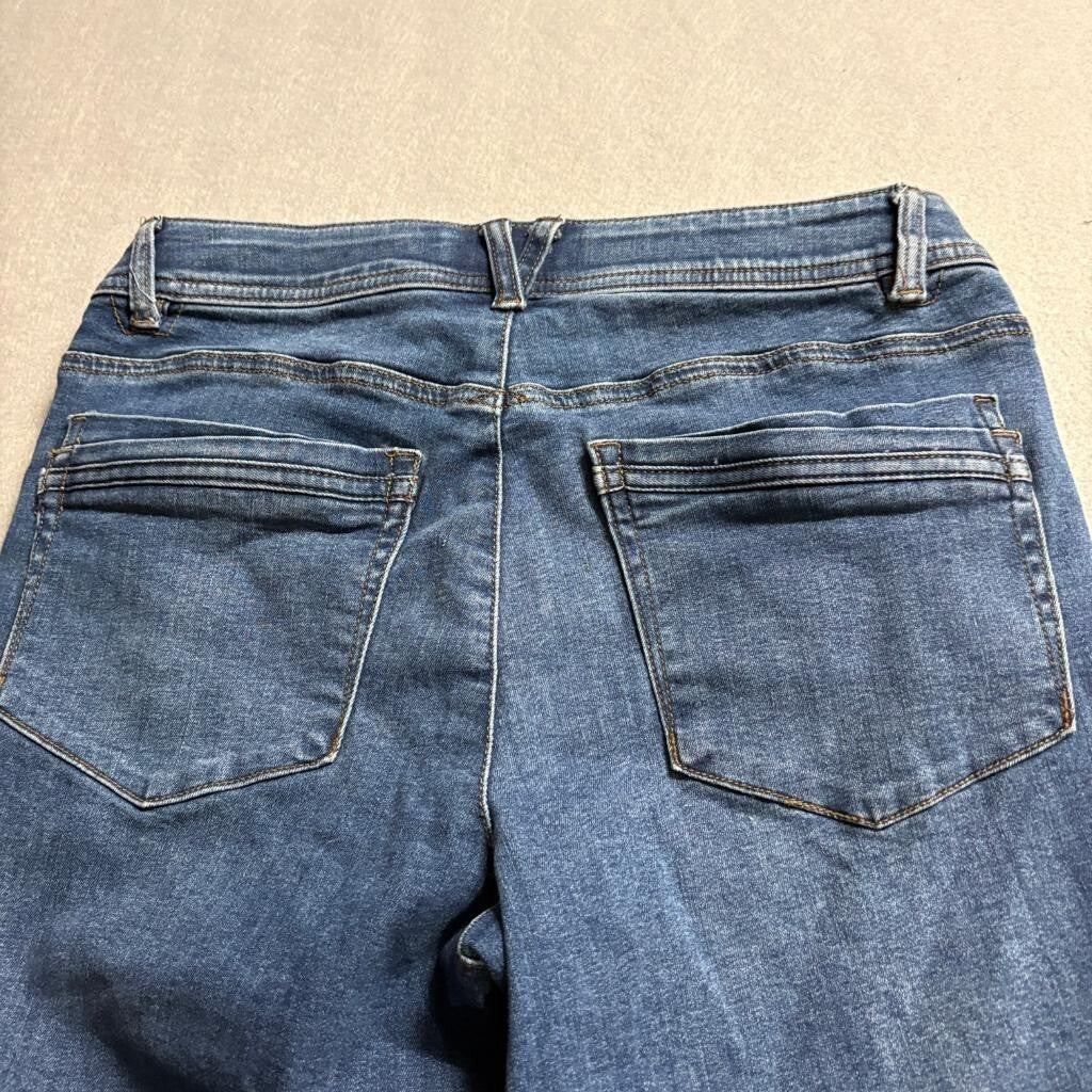 Democracy Ab Technology Crop Jeans Womens Size 8 Blue Denim Fringed Hem