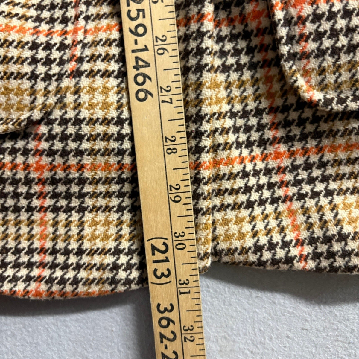 Shein Plaid Blazer Jacket Womens Small Brown Orange Houndstooth Tweed Style Coat