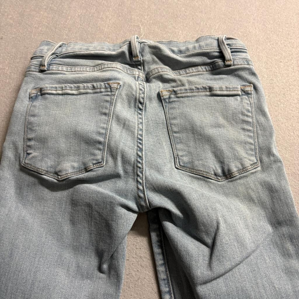 Frame Denim Le Skinny de Jeanne Crop Jeans Womens 24 Light Wash Raw Hem Turkey