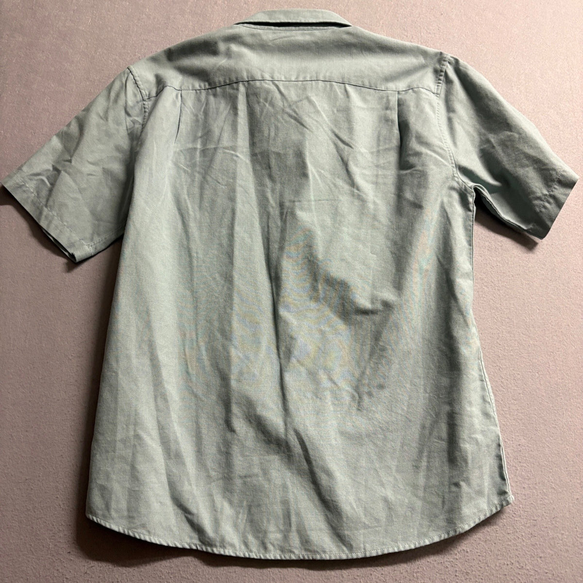 Quiksilver Shirt Mens XL Green Short Sleeve Button Up Pocket Cotton Blend Casual