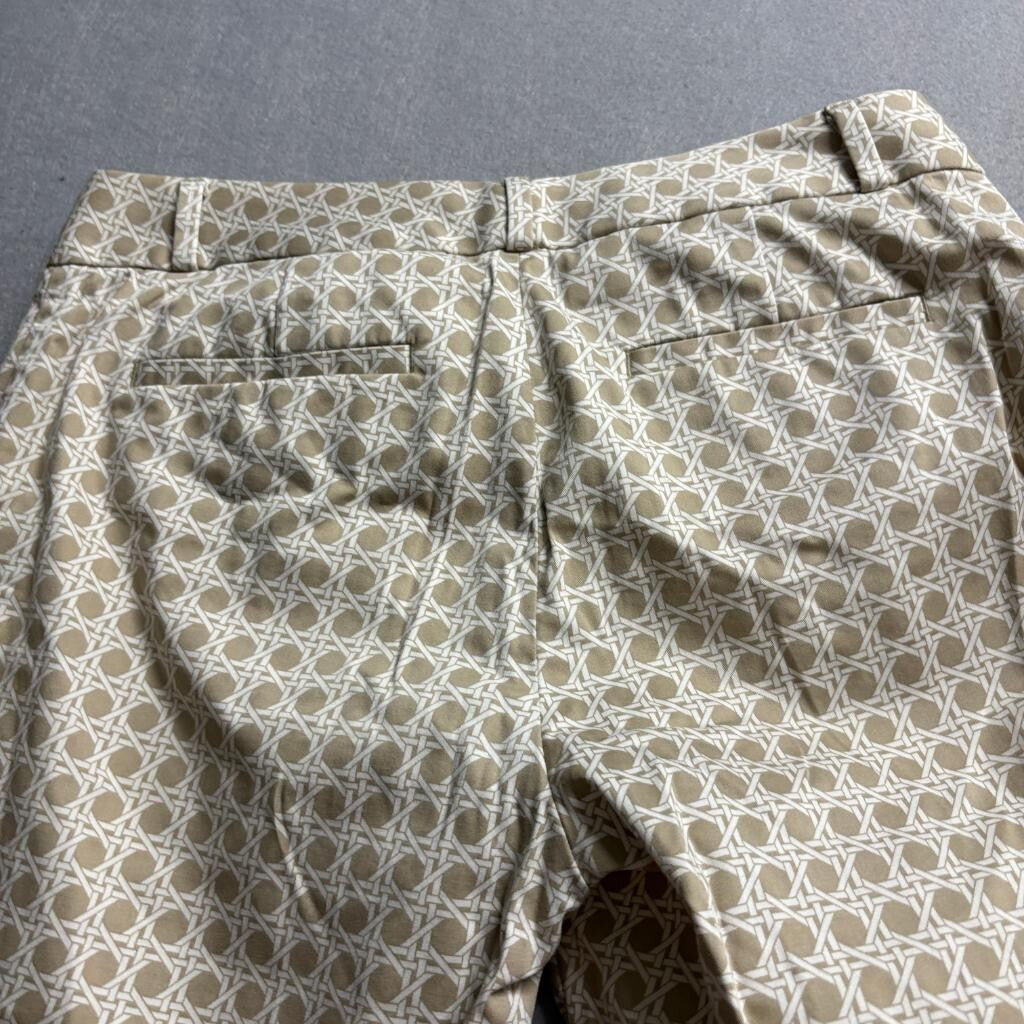 Banana Republic Pants Womens 4 Beige White Cane Print Stretch Cotton Chino