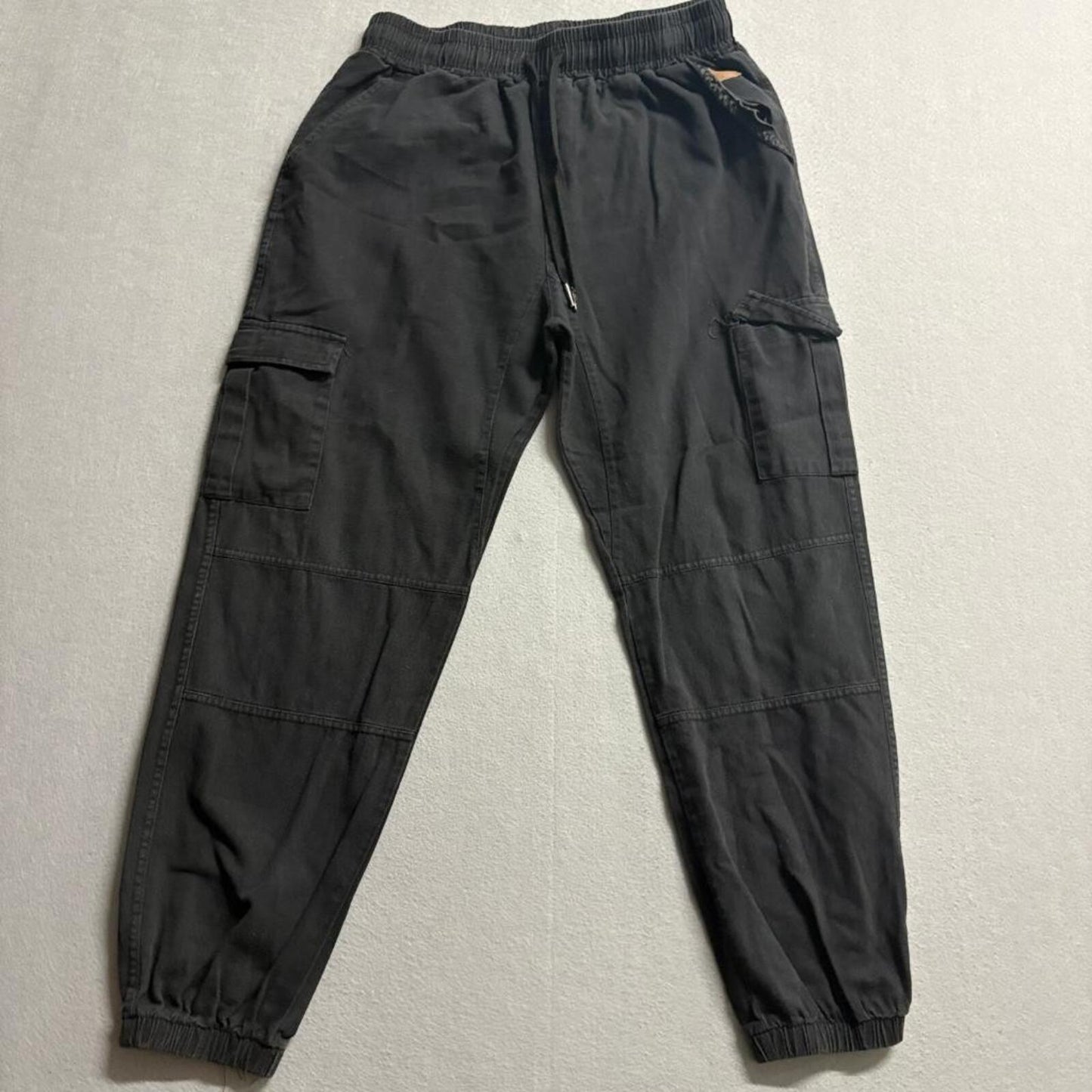 Unbranded Women's Black Cargo Jogger Pants Size Medium Elastic Waist Utility
