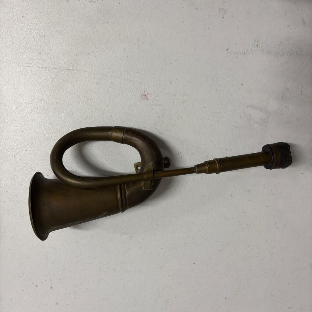 Vintage Brass Car Horn Antique Vehicle Squeeze Bulb Style No Bulb 13 Inch