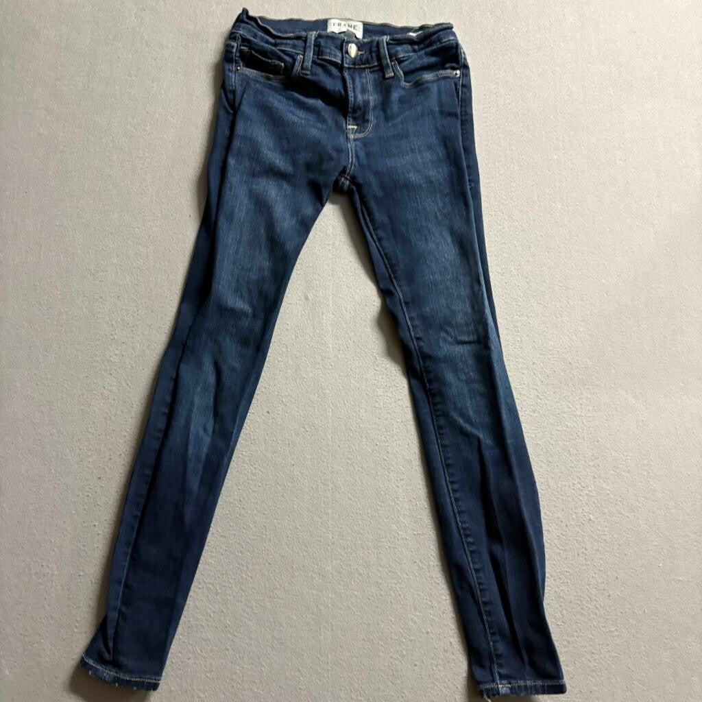 Frame Denim Le Skinny de Jeanne Crop Jeans Womens 24 Dark Wash Stretch Blue
