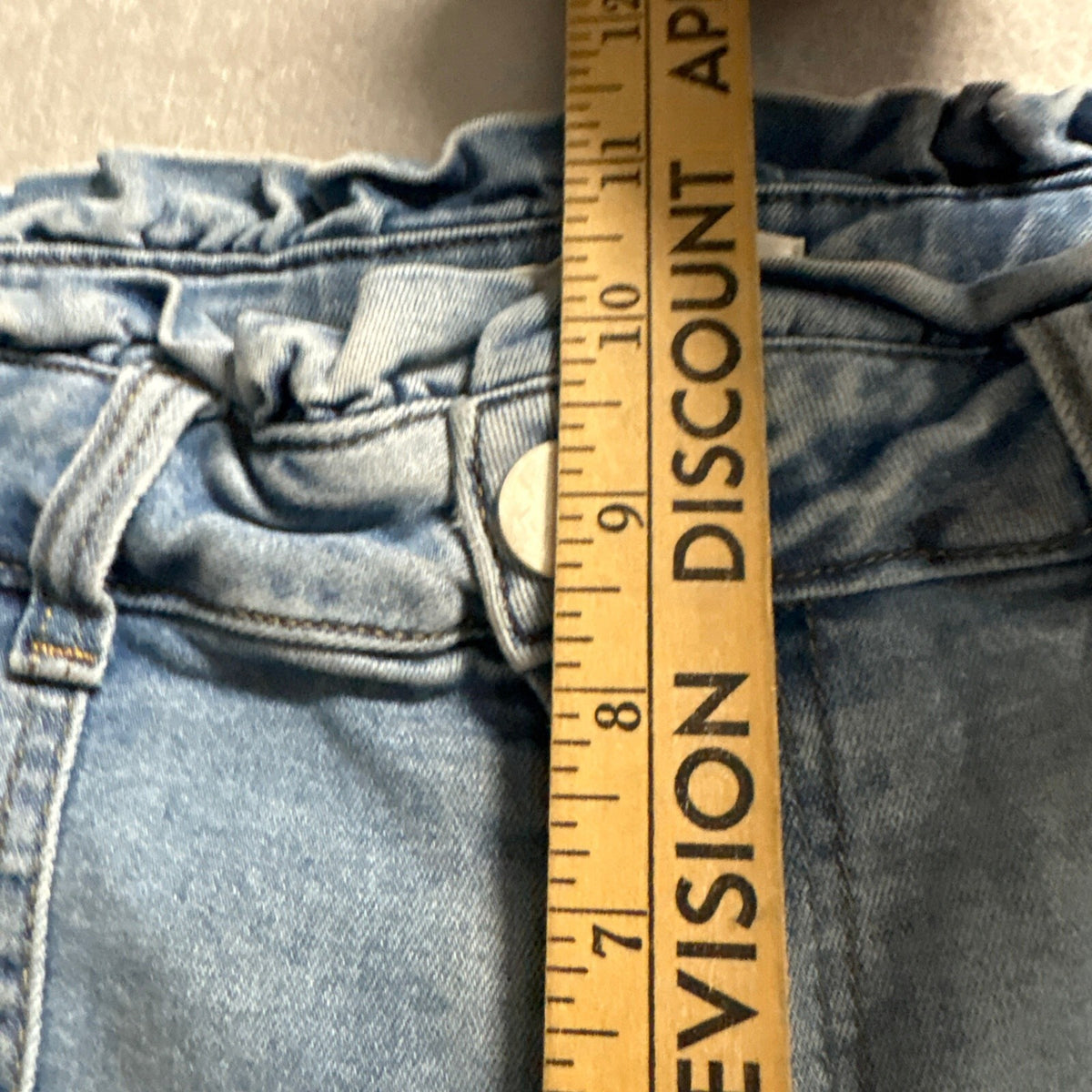 Ashley Mason Paperbag Waist Jeans Womens Size 9 Light Wash Raw Hem Stretch Blue