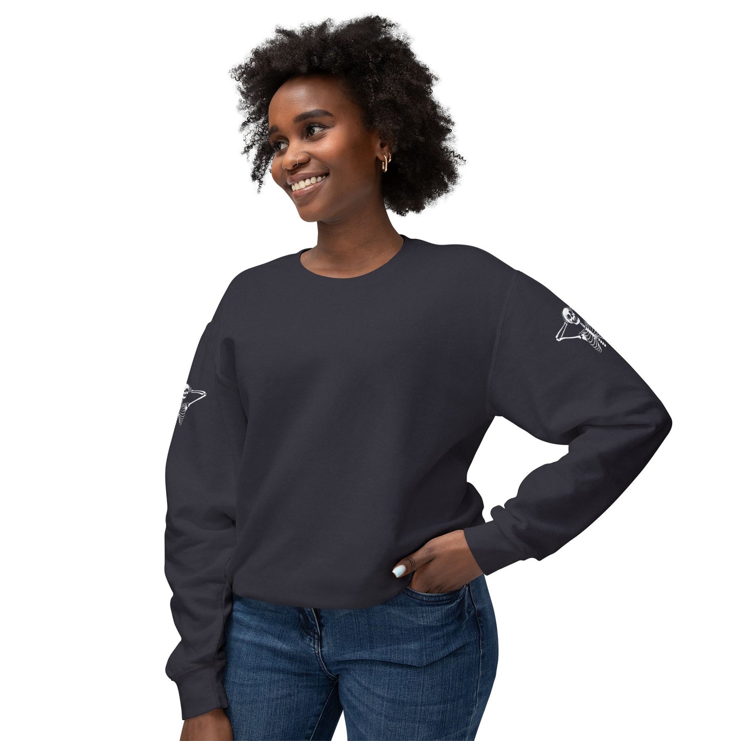 Kickback Skeleton Unisex Lightweight Crewneck Sweatshirt