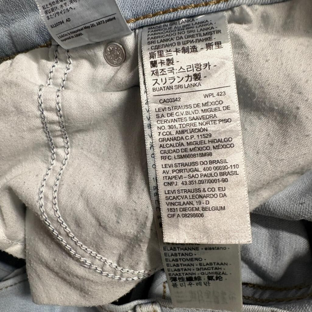 Levi's 724 High Rise Straight Jeans Womens 20W Light Wash Blue Denim Raw Hem