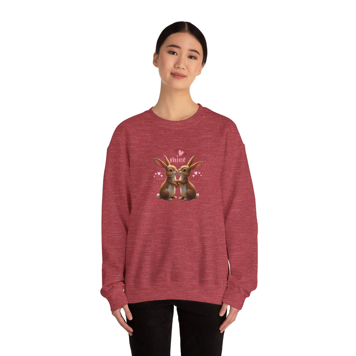 Valentines Day Sweatshirt Be Mine Two Rabbits In Love Cotton Sweatshirt