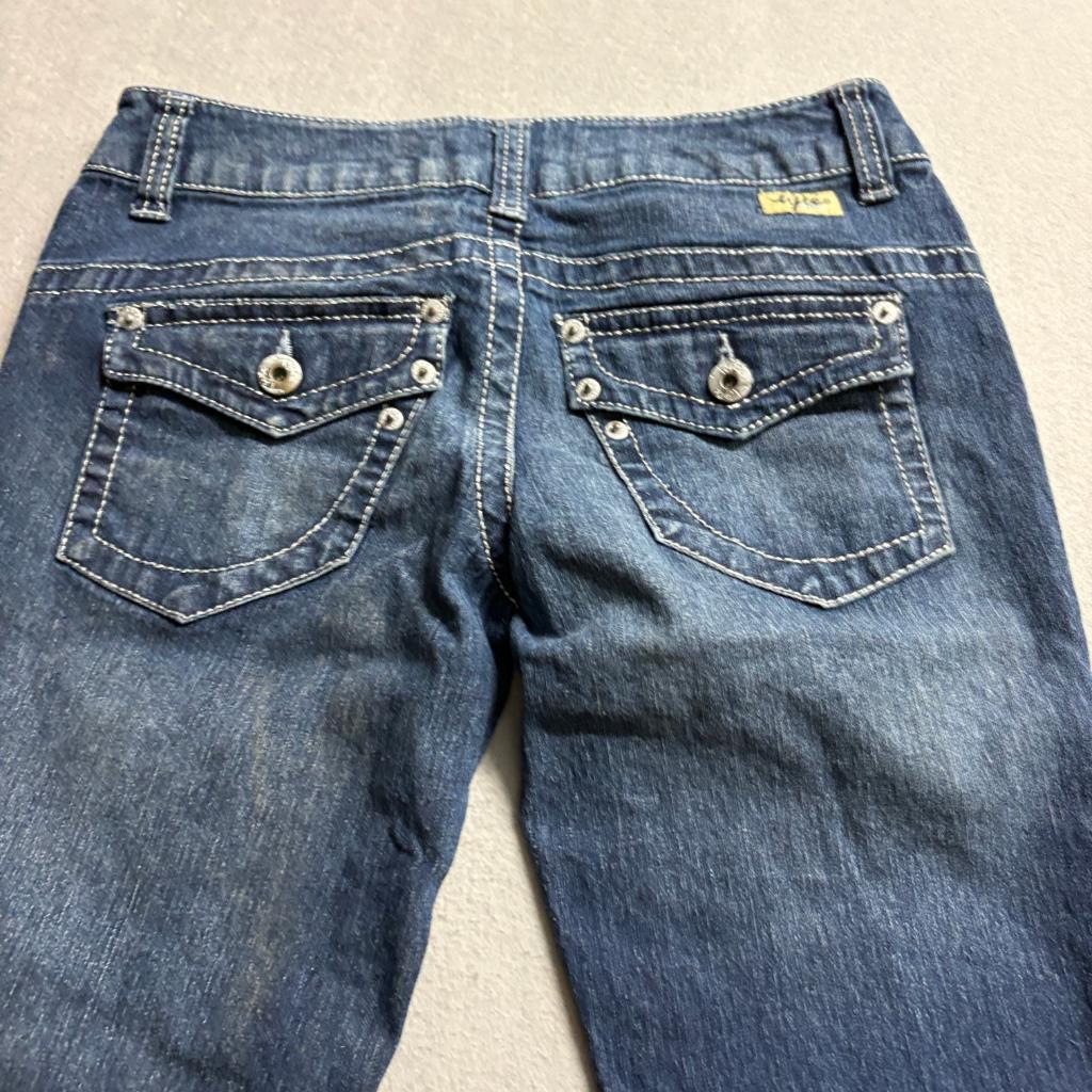 Tyte Jeans Womens Size 3 Blue Denim Skinny Low Rise Thick Stitch Flap Pocket