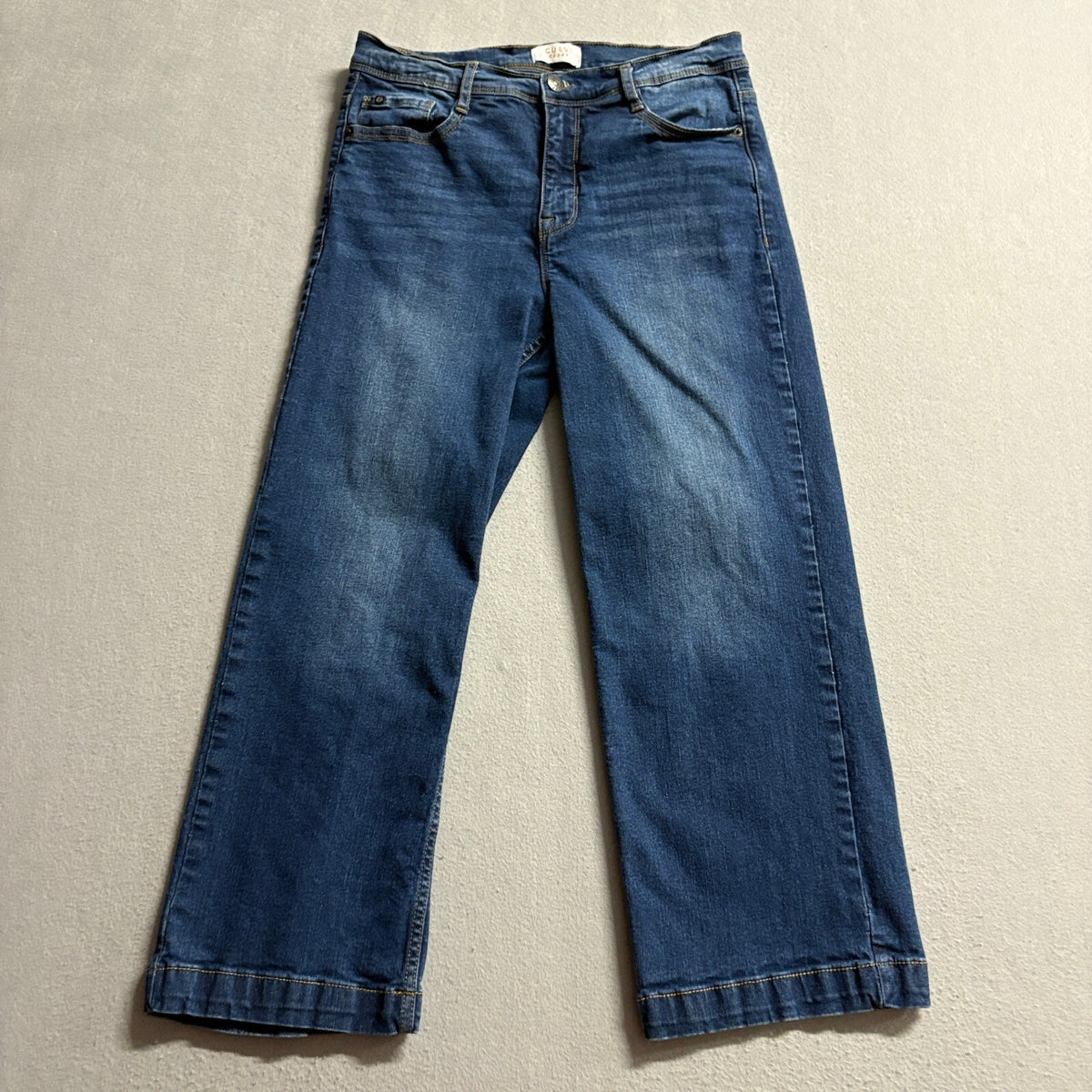 Curve Appeal Jeans Womens 8/29 Blue Denim Wide Leg Stretch Crop High Rise