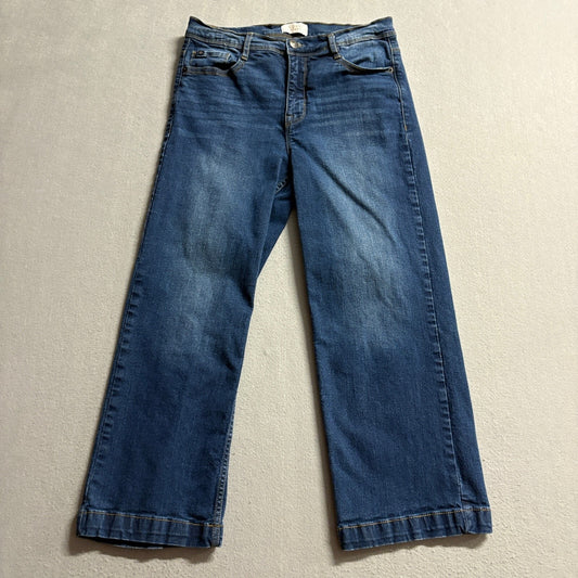 Curve Appeal Jeans Womens 8/29 Blue Denim Wide Leg Stretch Crop High Rise