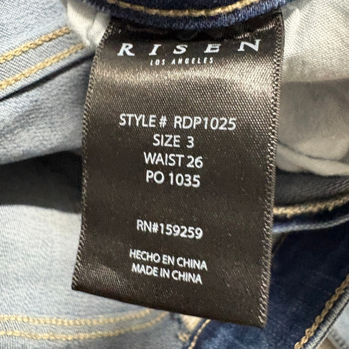 Risen Jeans Womens Size 3/26 High Rise Wide Leg Raw Hem Blue Denim Stretch Jeans