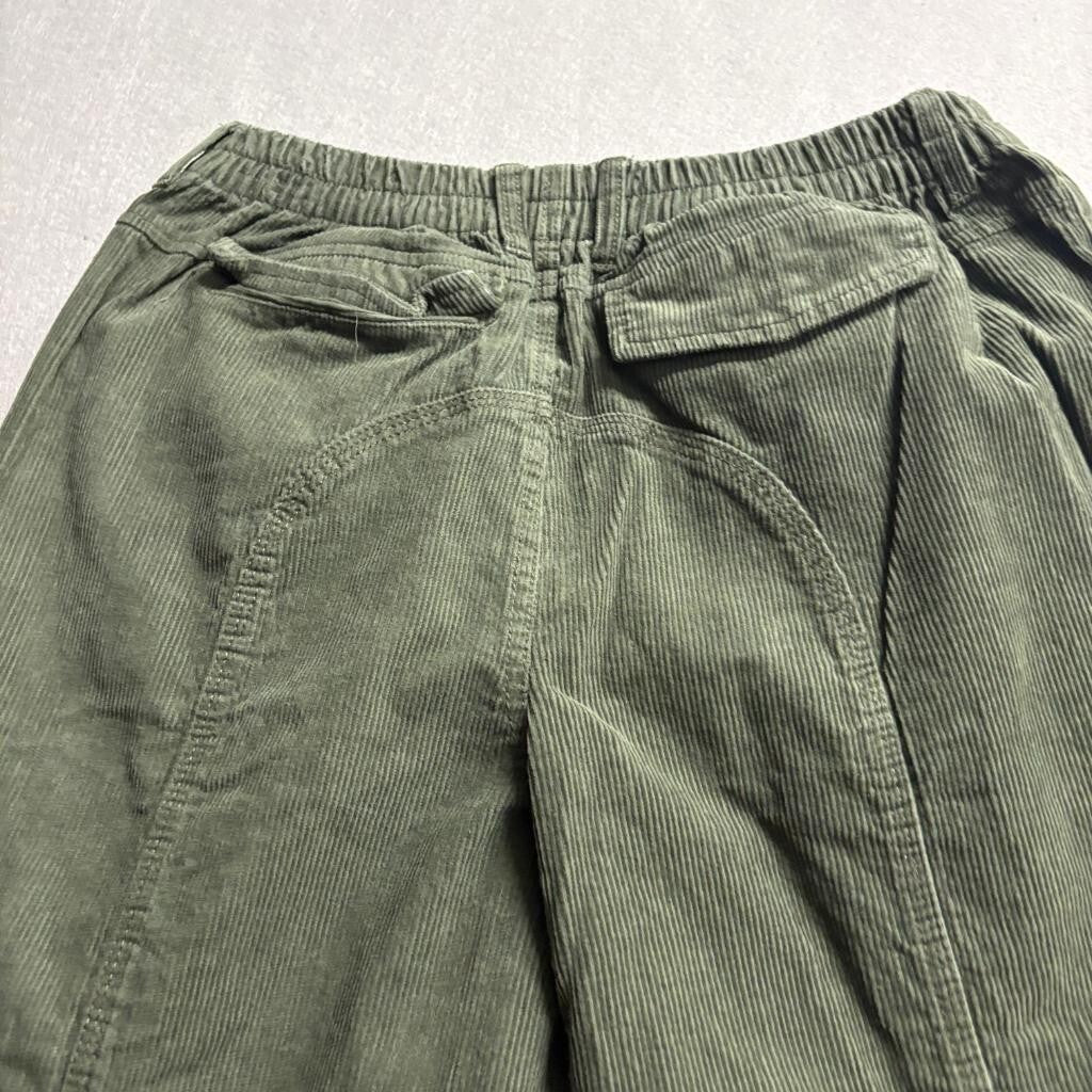 Forever 21 Corduroy Cargo Pants Womens Large Olive Green Wide Leg Y2K Utility