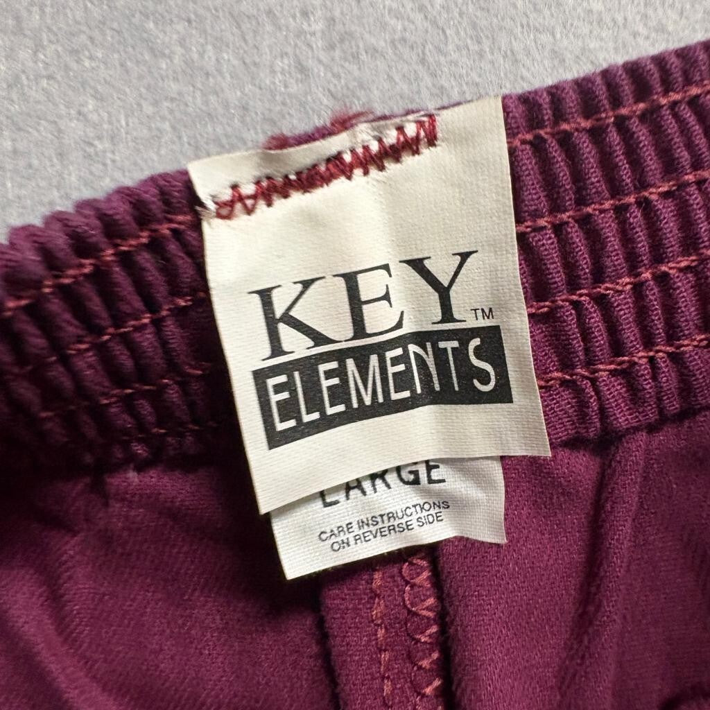 Vintage Key Elements Mens Large Maroon Athletic Shorts Made in USA 3 Stripe