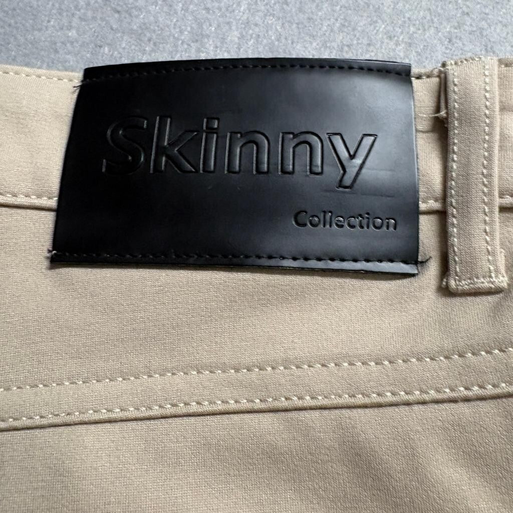 Gingtto Skinny Fit Pants Mens 34 Beige Khaki Stretch Chino Trousers New