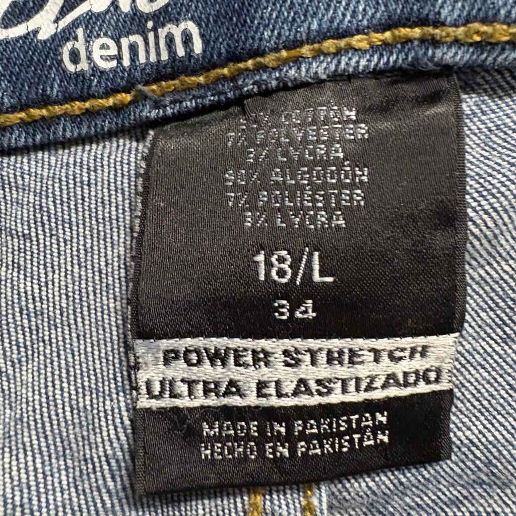 Mossimo Denim Curvy Skinny Jeans Womens 18L Blue Power Stretch High Rise 34