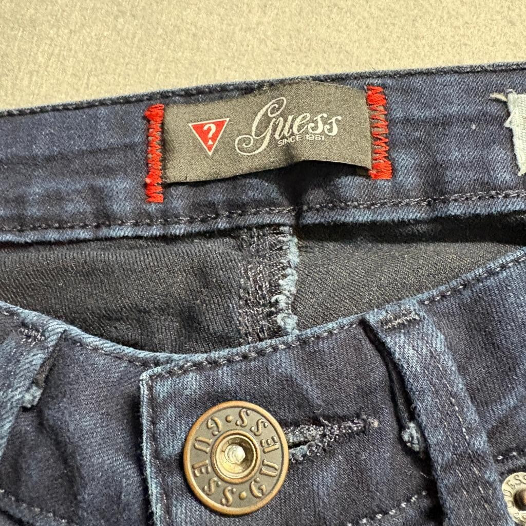 Guess Sienna Curvy Fit Jeans Womens 25 Dark Wash Medium Rise Skinny Denim