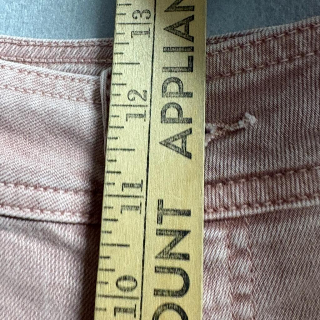 Zara Wide Leg Jeans Womens Size 6 Pink High Rise Raw Hem Denim