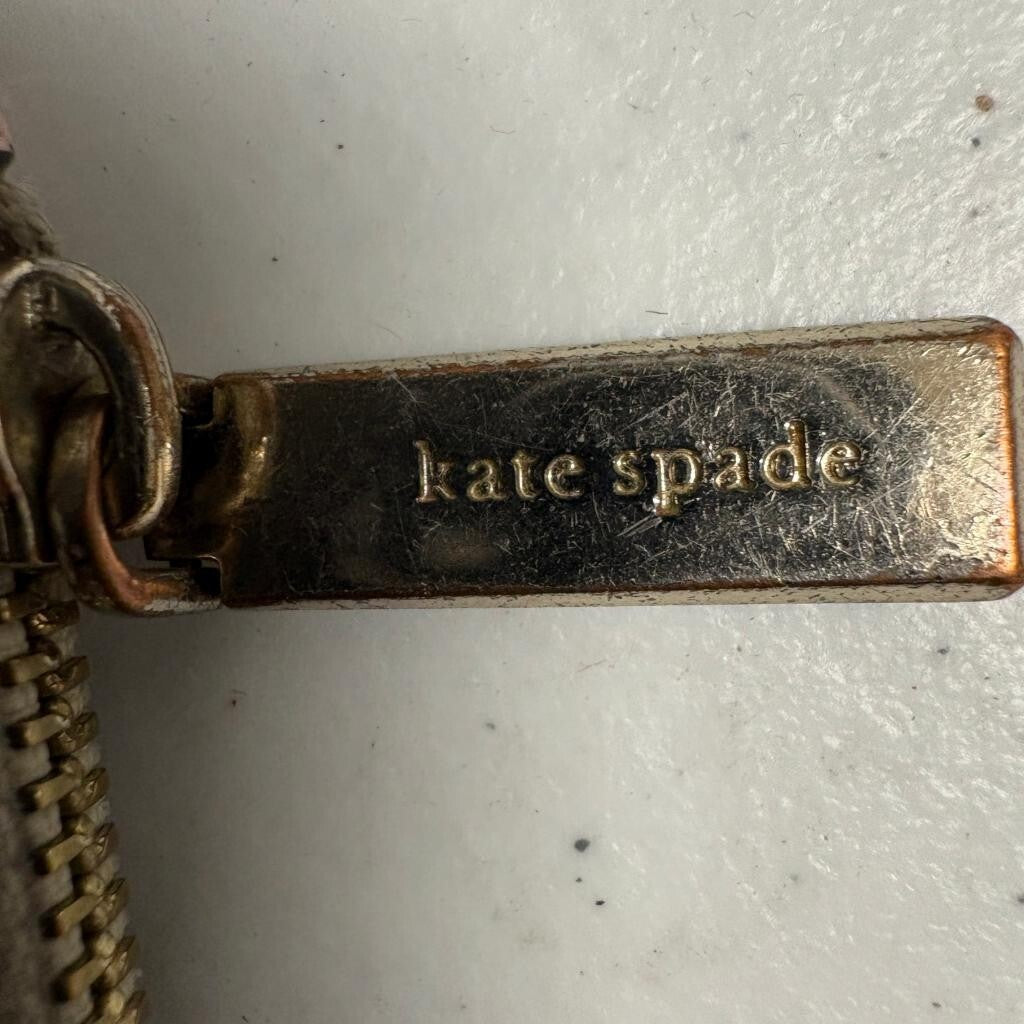 Kate Spade New York Pink Saffiano Leather ID Lanyard Card Holder Zip Wallet