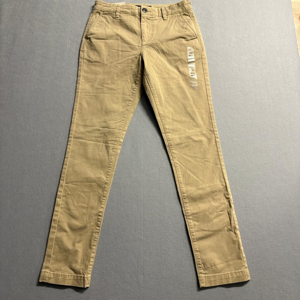 Aeropostale Mens Skinny Chino Pants 28x32 Khaki Tan Cotton Stretch Casual
